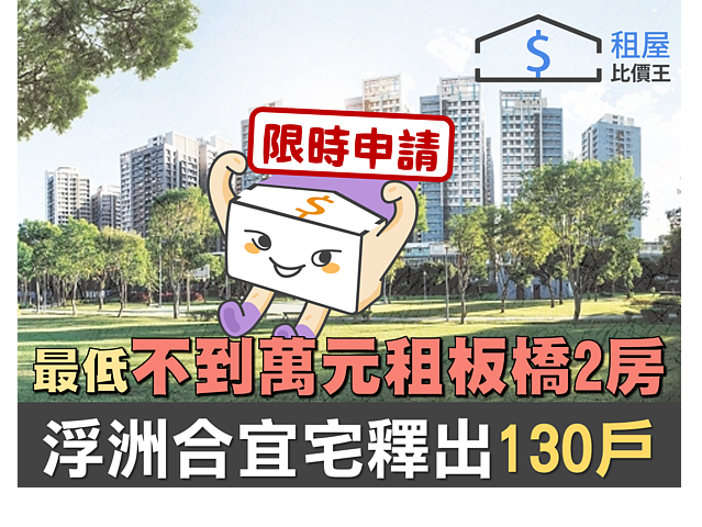 最低不到萬元租板橋2房 浮洲合宜宅釋出130戶限時申請|實價登錄比價王 租屋比價王